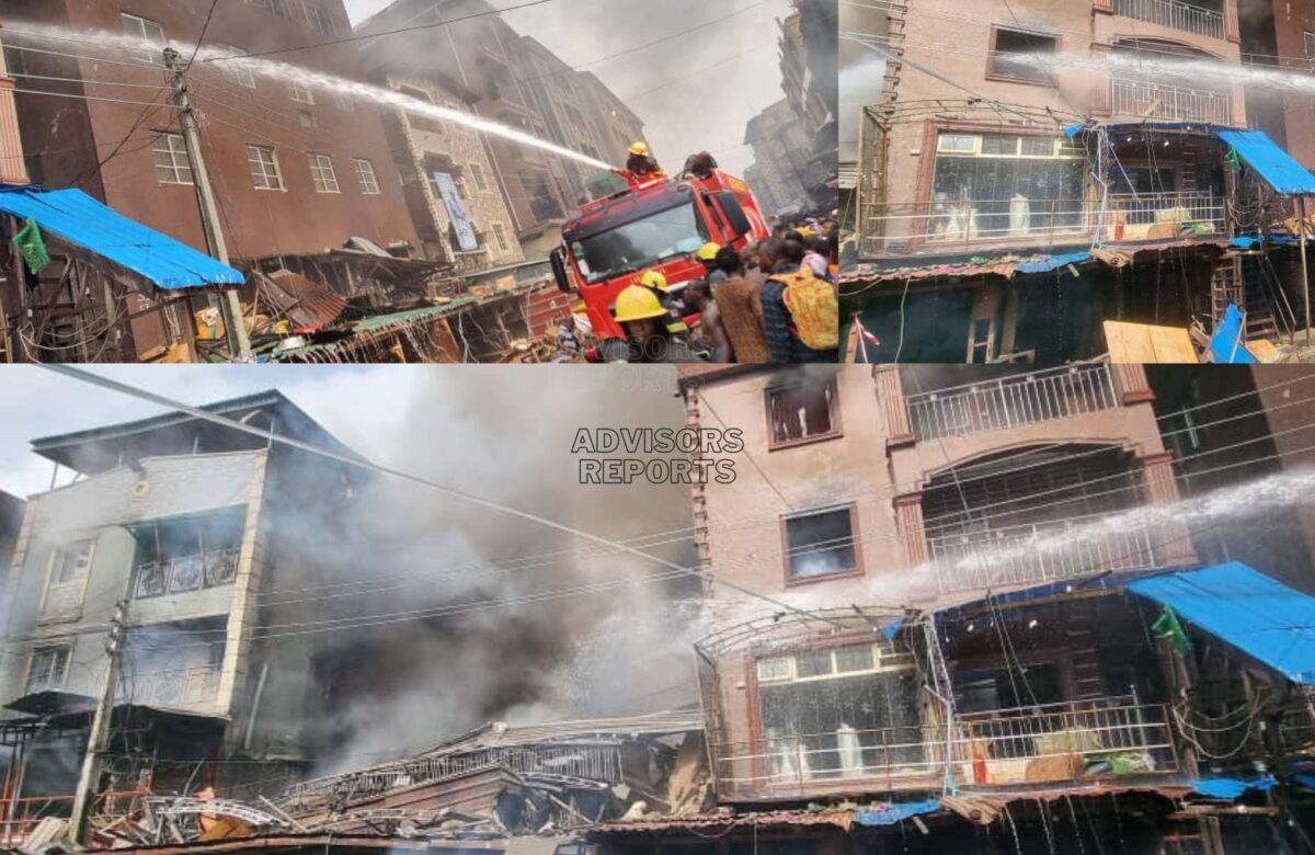 4-storey building on Docemo street, Idumota engulfed in flames after power surge