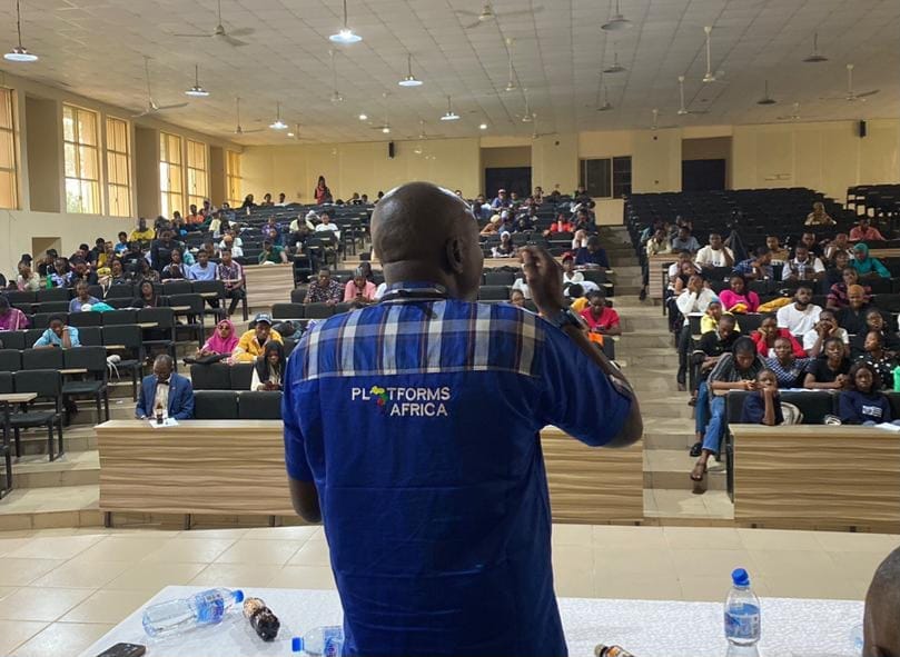 Yusuf, team lead Platforms Africa mentors mass communication students at Olabisi Onabanjo University