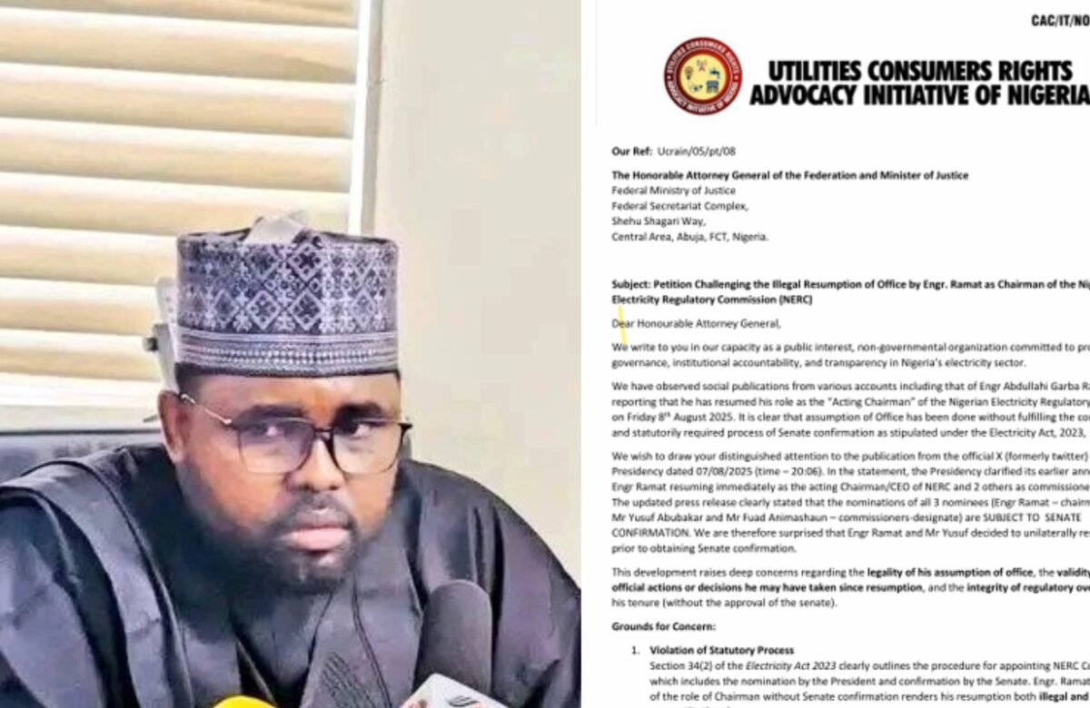 Consumers rights group petitions AGF, insists Ramat, NERC Chairman-designate’s assumption illegal without Senate nod