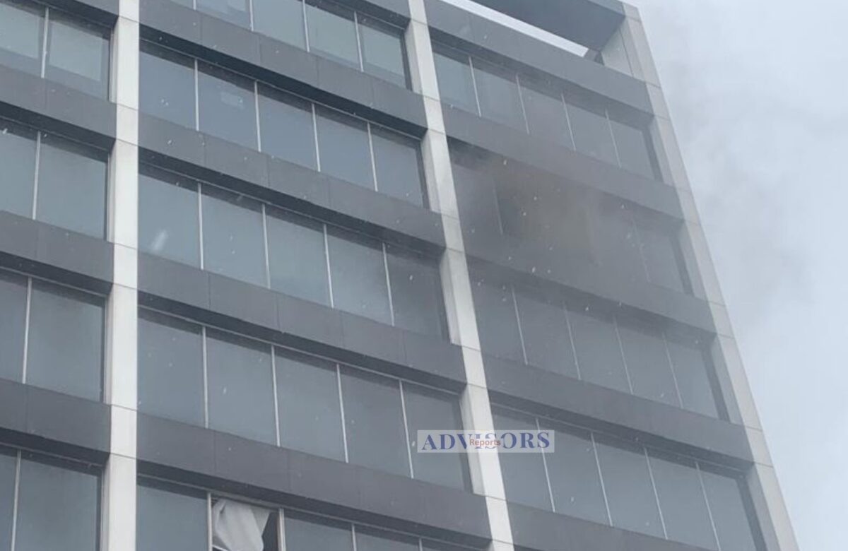 Inverter explosion sparks fire at Afriland tower housing UBA Branch, Broad Street, Lagos