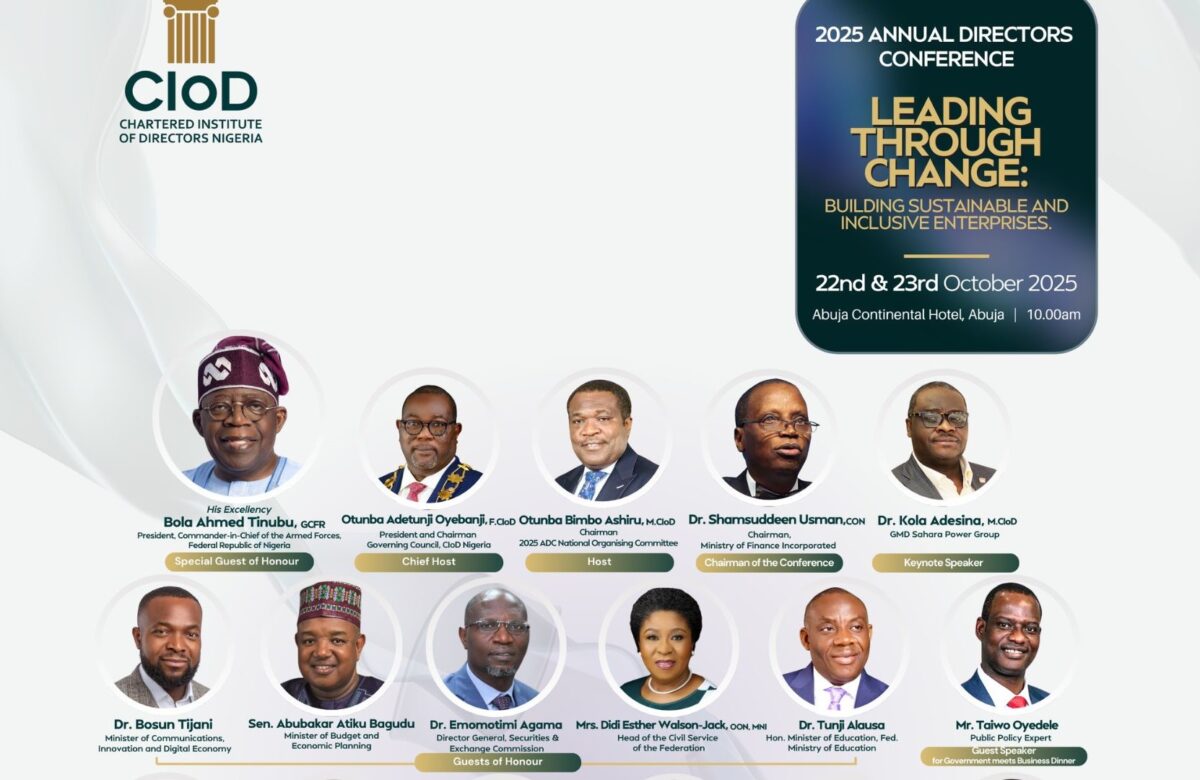 CIoD Nigeria sets October 22–23 for 2025 Annual Directors’ conference in Abuja